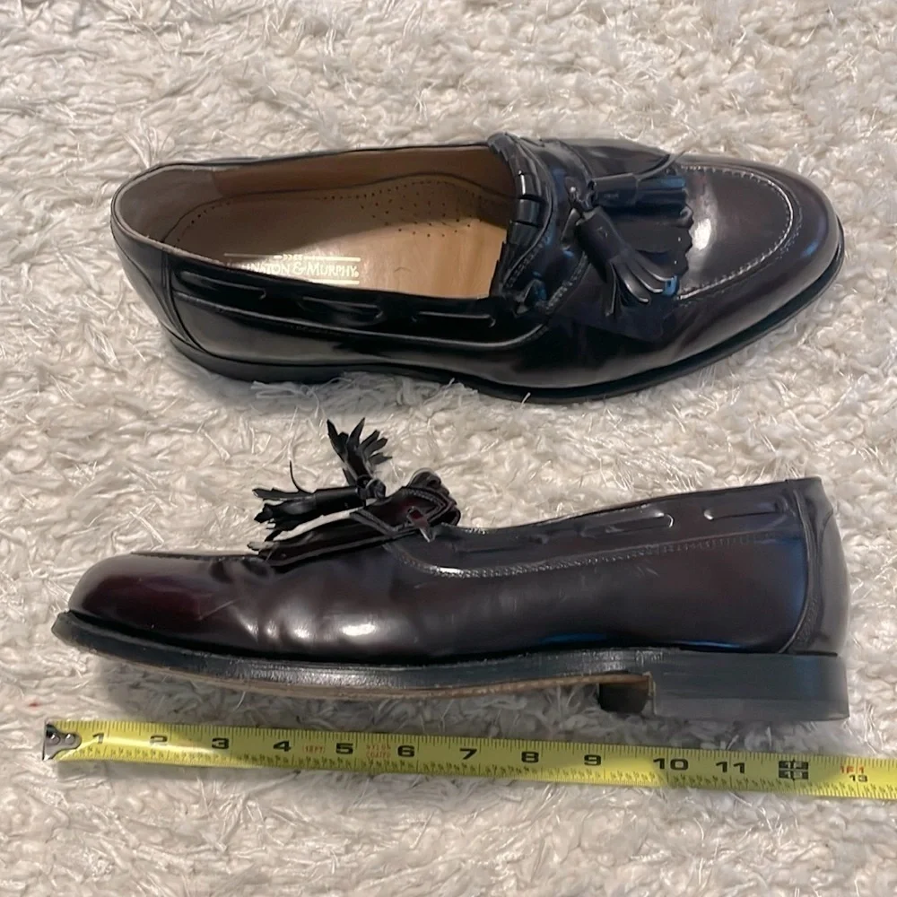 Johnston & Murphy Men Slip On Loafers Size 10 Pinch Tassles Dark Cherry Leather